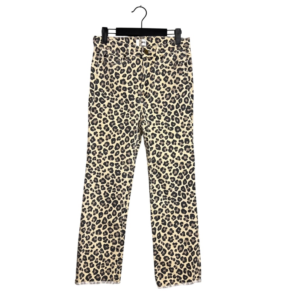 Amuse Society Leopard Print High‎ Rise Jeans Size 27 Crop Ankle Frayed Hem